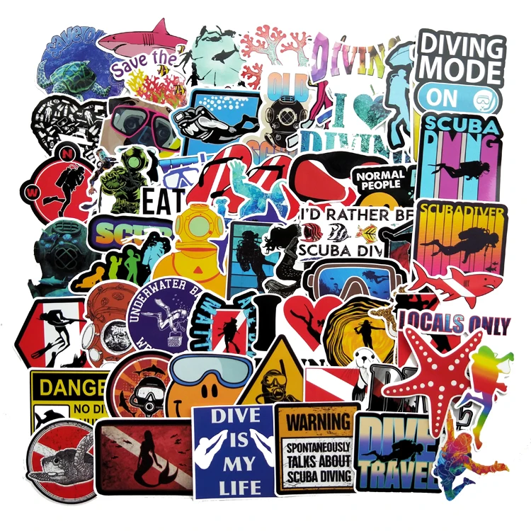 61 шт. ПВХ забавная труба наклейка с дайвером чемодан для скейтборда ноутбука