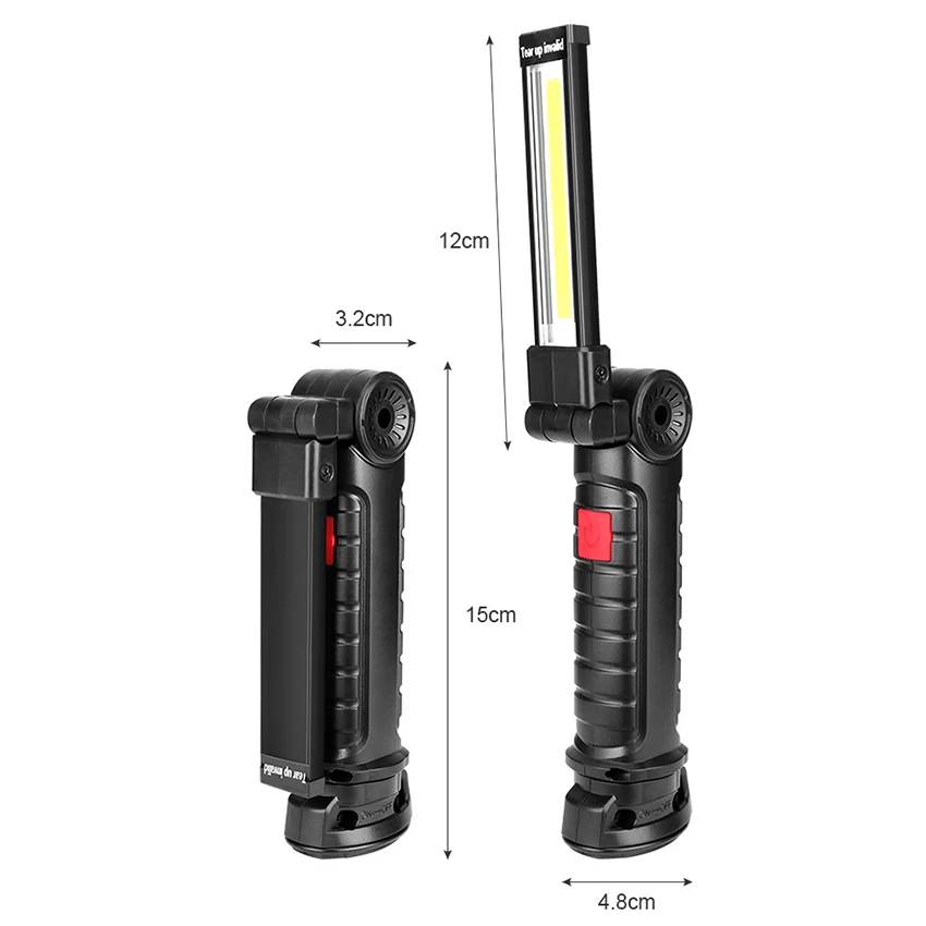 Светодиодный светильник для работы, COB рабочий светильник с магнитной основой вращается на 180 градусов, 5 режимов яркий светодиодный светильник-вспышка для ремонта автомобилей, бытовой