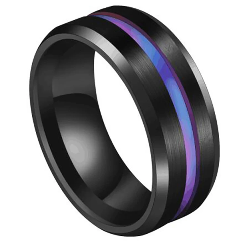 8MM Stainless Steel Black Blue Groove Ring For Men Wedding Bands Rainbow Rings Male Jewelry Nextvance Trendy wedding rings finger rings jewelry rings ring jewelry
