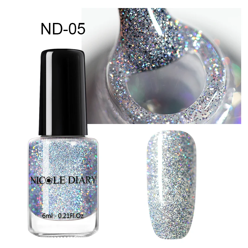 Glitter 05 NICOLE DIARY голографический лак для ногтей тепловой блеск Хамелеон Температура Изменение цвета маникюрный лак градиентный лак для ногтей - Цвет: Glitter 05