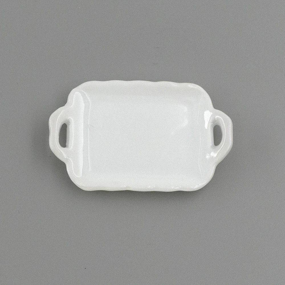 1Pcs 1/12 Dollhouse Miniature Accessories Mini Ceramic Food Tray Simulation Plate Model Toys for Doll House Decoration