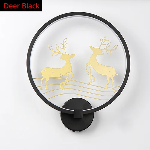 18W LED Wall Lamp Bedroom Bedside Wall Light Indoor Stair Corridor Lighting Decoration Deer Bird Lamp Aluminum+Iron AC90-260V - Цвет абажура: Deer  Black
