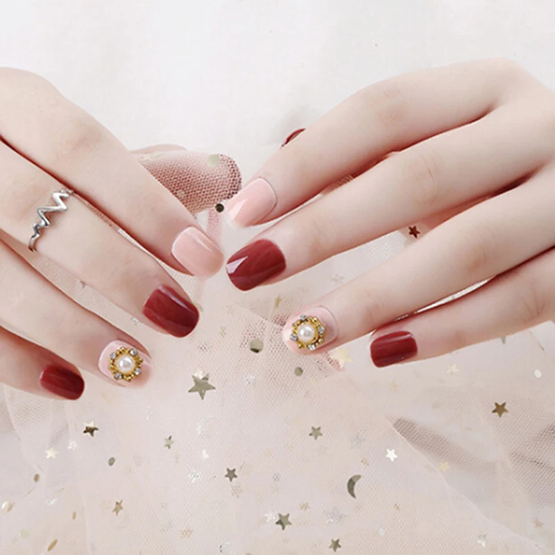 24 шт./компл. Французский Длинные искусственные ногти 3D цветочный узор "сделай сам", накладные ногти с резиновыми полосками продается невесты Свадебная вечеринка элегантное накладные ногти - Цвет: 1 set