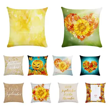 

Maple Leaf Christmas pumpkin linen cotton hug pillow case car home sofa cushion cover 45x45