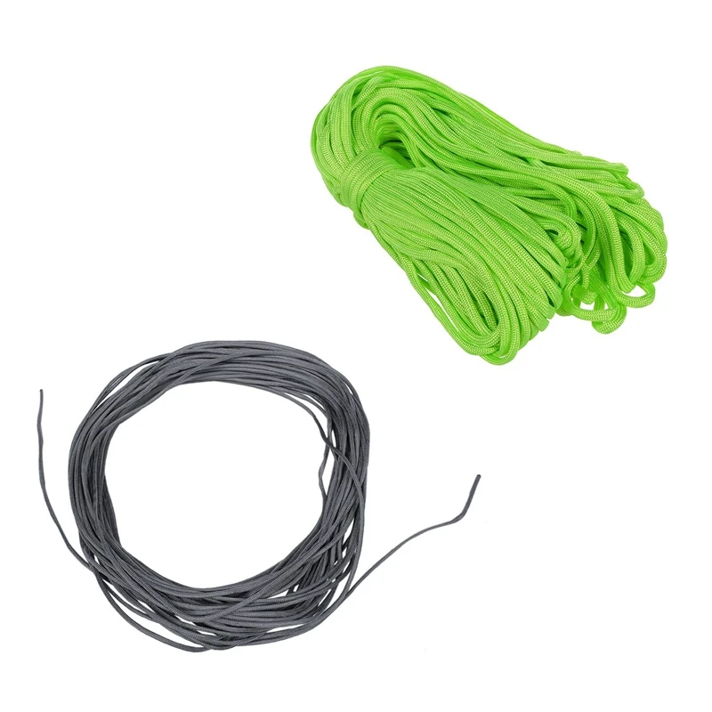 2Pcs 100Ft 7 Strand 550 Survival Bushcraft Паракорд парашютный шнур Тип Iii-серый и неоновый зеленый