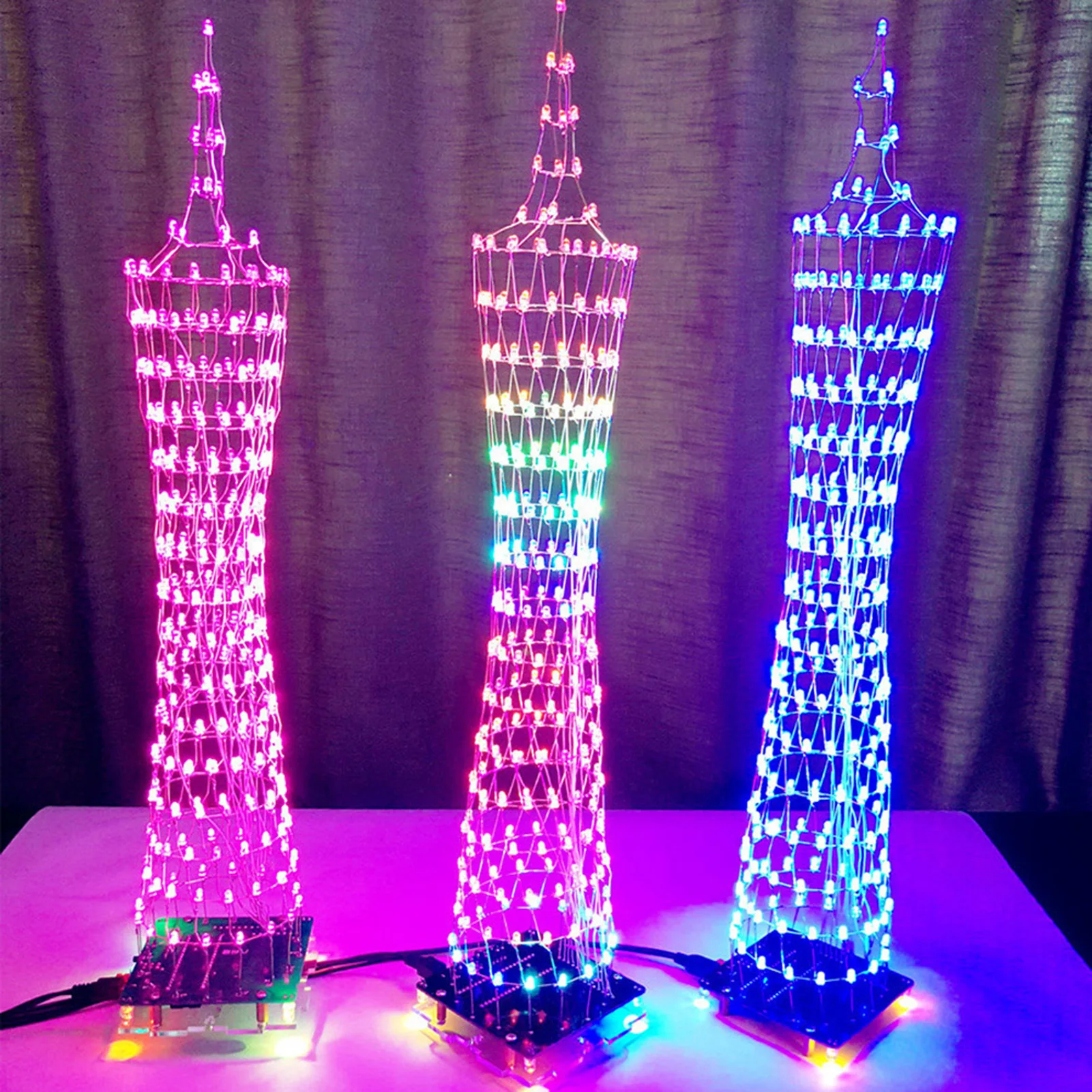 Colorful LED Electronic Tower Display Lamp Infrared Remote Control DIY Kits Music Spectrum Soldering BrainTraining Toy | Электроника