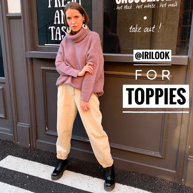 US $17.54 2019 Winter Candy Color Oversized Turtleneck Sweater Hot pink Mustard Color Loose Knitted Jersey