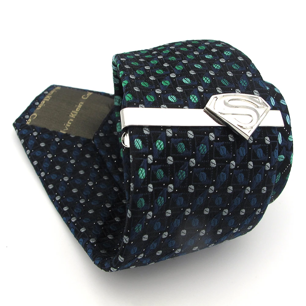 Superheroes Design Super Man Tie Clips For Men Quality Brass Material Silver Color Tie Pins Wholesale&retail