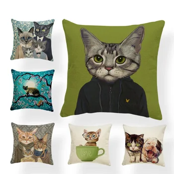 

Cats Creativity Cushion Cover Animal Family Dogs Pillow Rock Lounger Chair Holiday Gift Throw Pillow Case Dragonfly 17X17 Linen