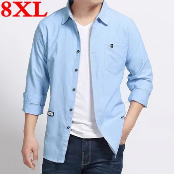 

New Plus Size 8XL 7XL 6XL 5XL 4XL High Quality Spring and autumn Casual Shirts Men Long Sleeve 100% Pure Cotton Slim Fit Shirts