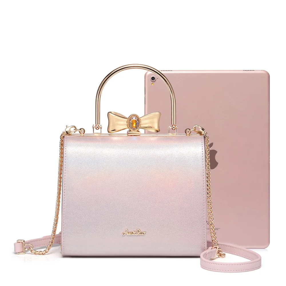 JUST STAR женские Сумки из искусственной кожи Дамская мода цепи лук плечо Tote кошелек