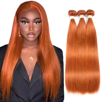 

Sapphire Highlight Brazilian Straight Hair Weave Bundles Orange Ginger Human Hair Bundles 1/3/4 PCS 8-28" Remy Hair Extensions