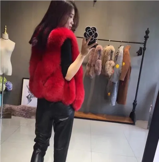 Casaco Inverno Горячая осень зима имитация лисьего меха пальто короткая изящная женская меховая верхняя одежда жилет куртка без рукавов женский XL236
