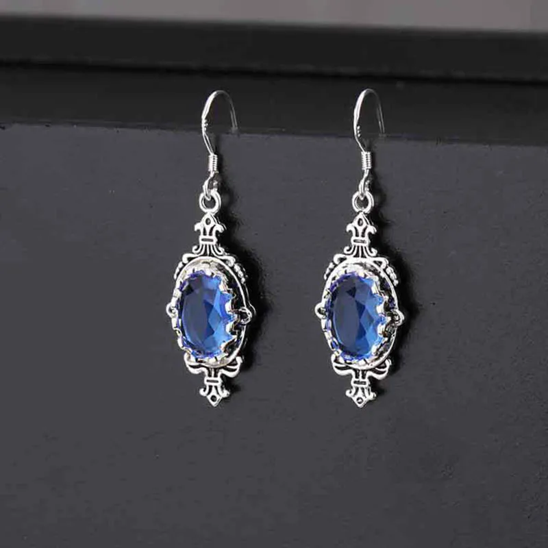 Bague Ringen, роскошные серьги с аквамарином из драгоценных камней для женщин, Ретро стиль, тайское серебро, 925 ювелирные изделия, женские вечерние серьги, опт