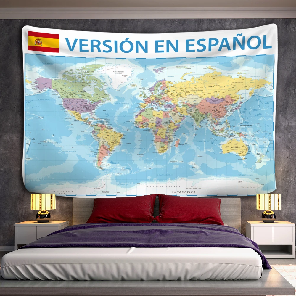 Spain Map Tapestry Wall Hanging Bohemian Style Art Science Fiction Psychedelic Mandala Living Room Home Decor tapestry decorations