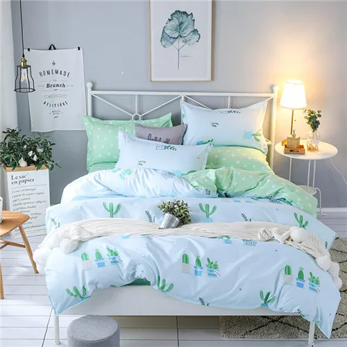green bedding Постельное белье осенних цветов набор супер размер пододеяльник фиолетовый постельные принадлежности 3/4 шт. Набор постельного белья цветок постельное белье плоский лист взрослый набор постельного белья домашняя кровать - Цвет: green bedding