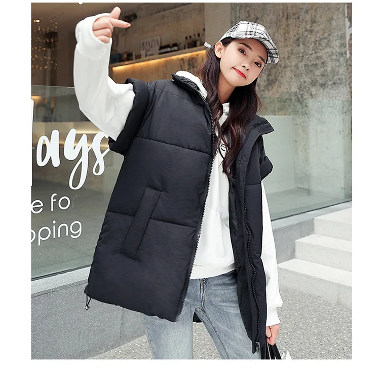 2020 Womens Korean Style Solid Sleeveless Winter Keep Warm Winter Vest Coat Single Women zipper Loose Thick Fashion Vest