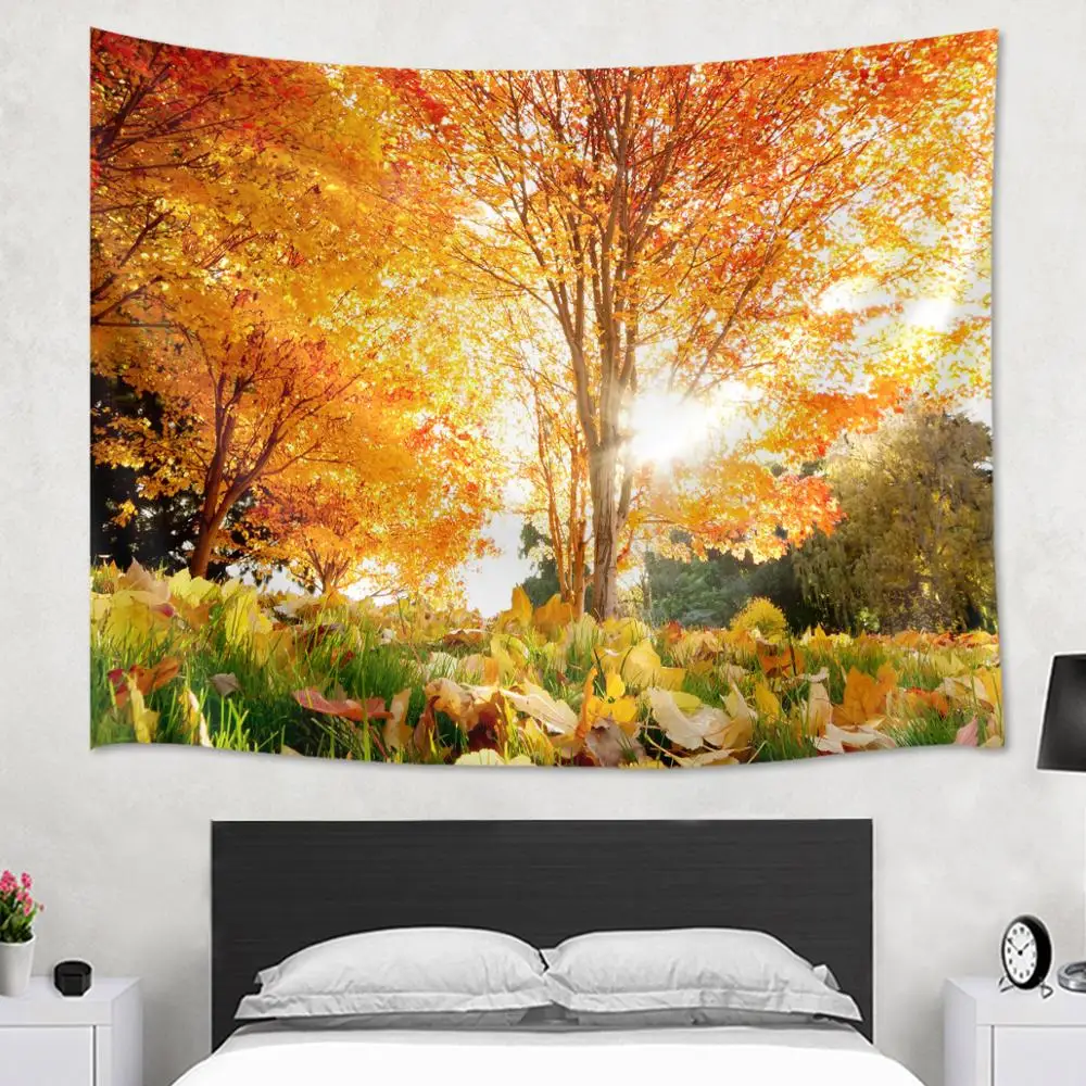 

Autumn Natural Landscape Tapestry Wall Hanging Forest Plant Defoliation Printing Tapestry Beach Towel Blanket Yoga Mat Rug