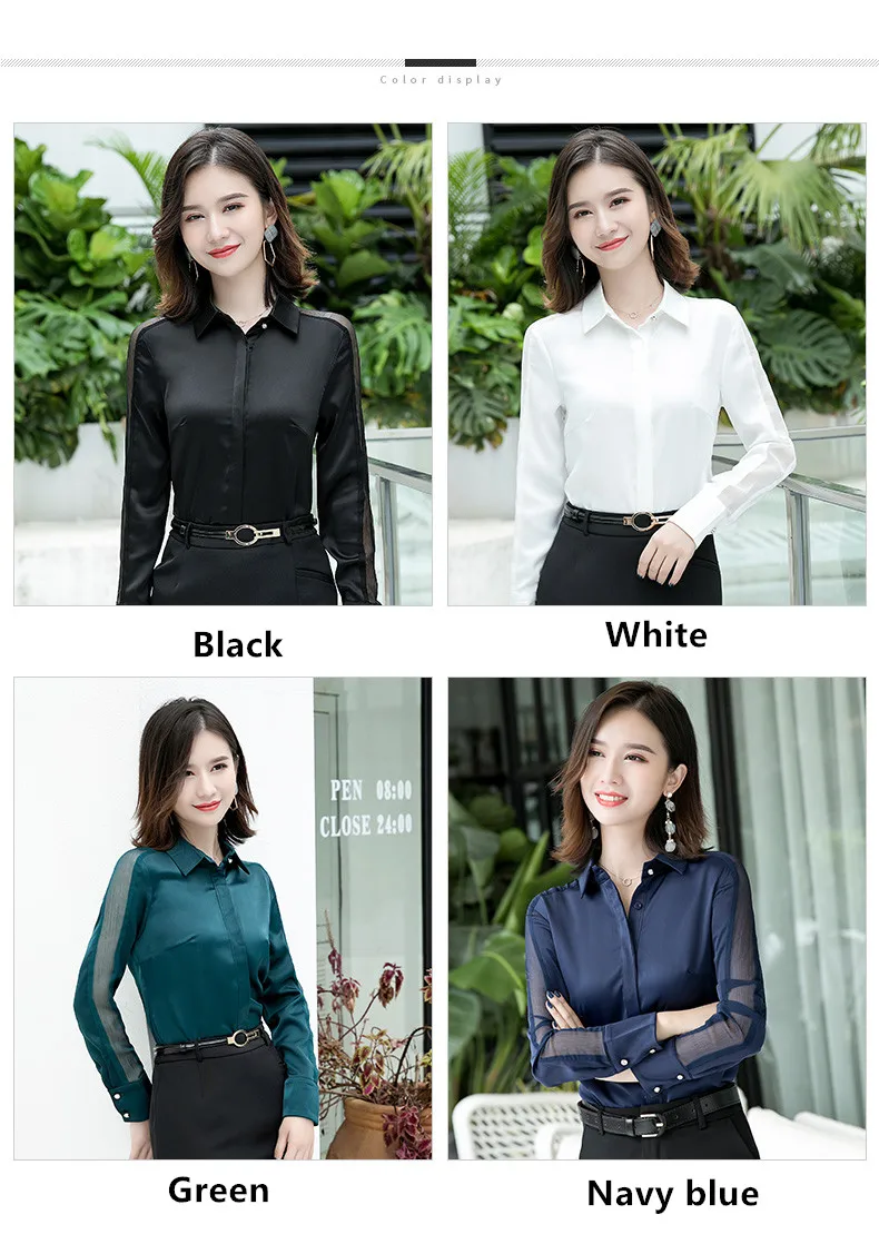 Fashion women shirt Spring autumn New temperament long sleeve formal slim satin blouses office ladies plus size work tops