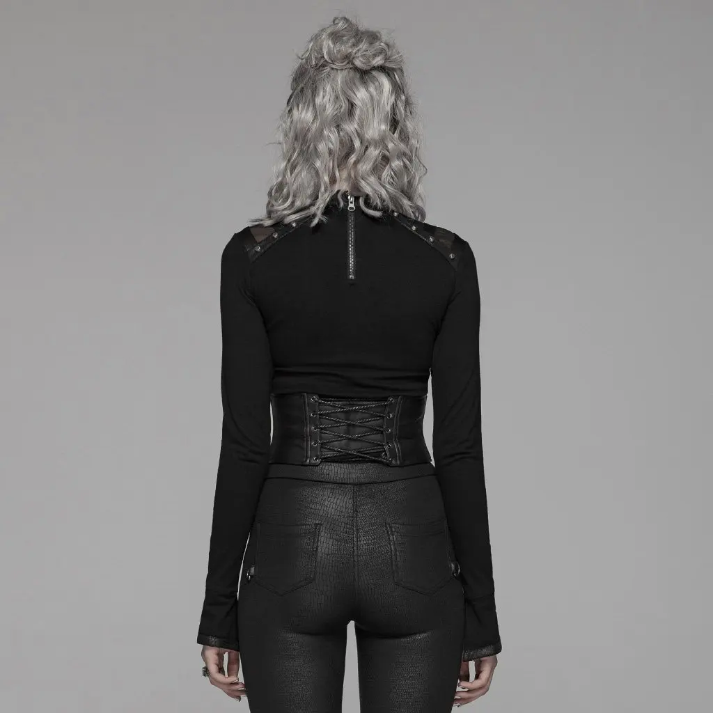 Корсеты WS306YDF для женщин в стиле панк с молнией спереди из искусственной