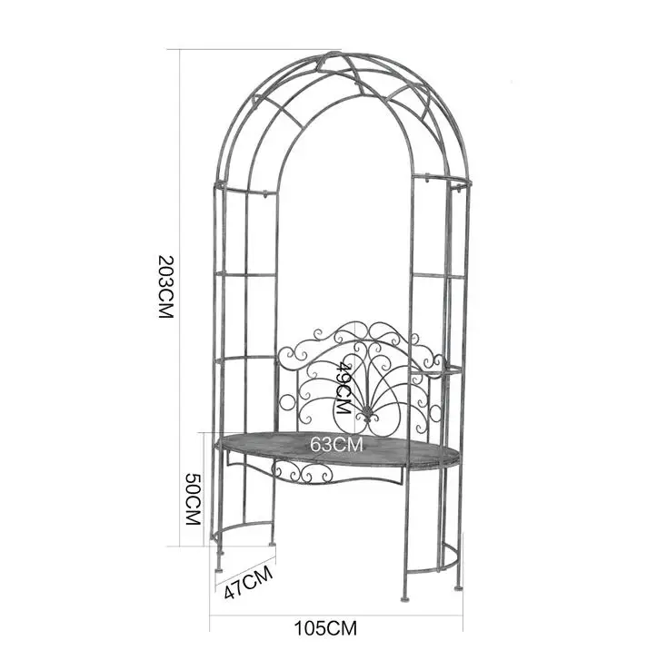 Американский кантри Ретро ironwork с сидением цветы Арка сад патио растение для патио лоза скалолазание рама Садоводство - Цвет: Молочно-Белый