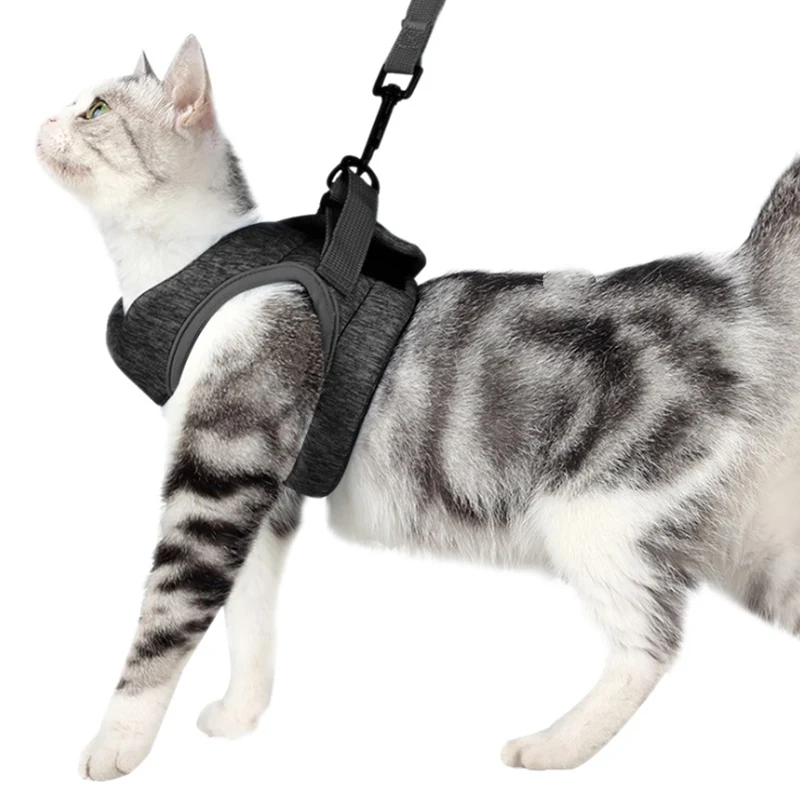 Регулируемая прогулочная куртка для кошек, поводок для кошек, спасательный жилет для маленьких кошек и собак со светоотражающим ремешком, мягкая сетка