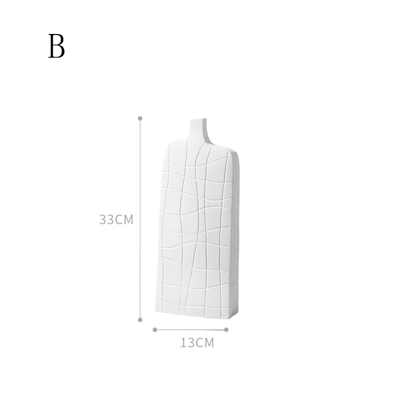 B 33cmx13cm Домашний интерьер, украшение, простое искусство, черно-белая керамическая ваза, креативная геометрическая форма, полосатая настольная, для ресторана, для дома - Цвет: B 33cmx13cm