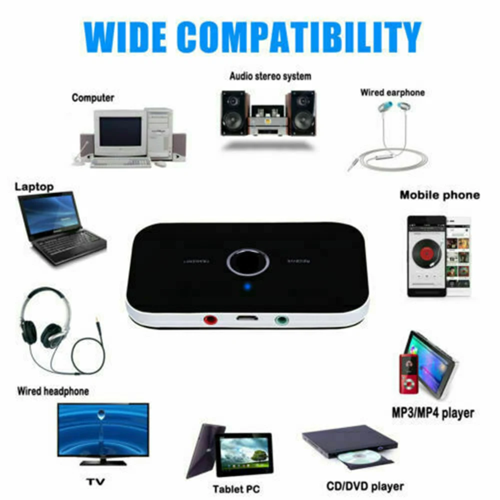Bluetooth 5 0 Audio Transmitter Receiver B6 Wireless RCA 3 5mm Aux Jack USB Dongle Stereo Music Adapter for Car PC TV Headphones