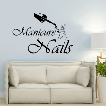 Online Mode Vinyl Wand Aufkleber Nägel Salon Design Wand Aufkleber Innen Maniküre Für Schönheit Salon Fenster Dekoration Aufkleber