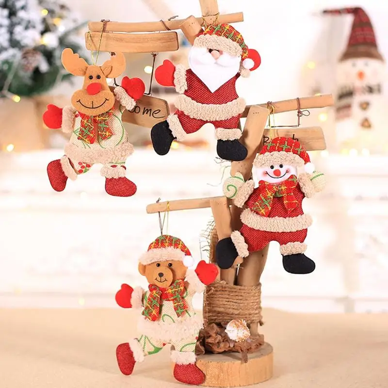 3pc Christmas Ornaments Santa Claus Snowman Reindeer Toy Doll Hang Decor