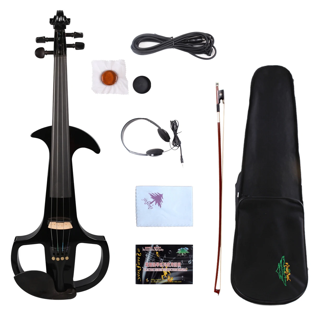 Yinfente черная электронная Тихая скрипка 4/4 ручной работы сладкий звук бесплатно чехол+ лук кабель# EV7