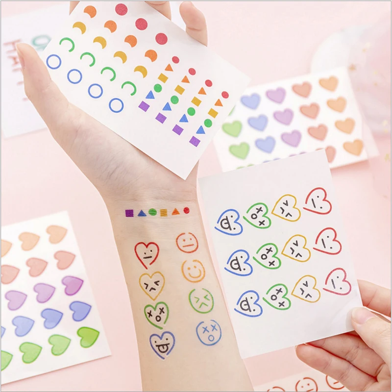 

4pack Kawaii Cartoon smiley face tattoo sticker Mini Cute Stickers Scrapbooking Party Decoration Baby Kids Birthday Party Favors