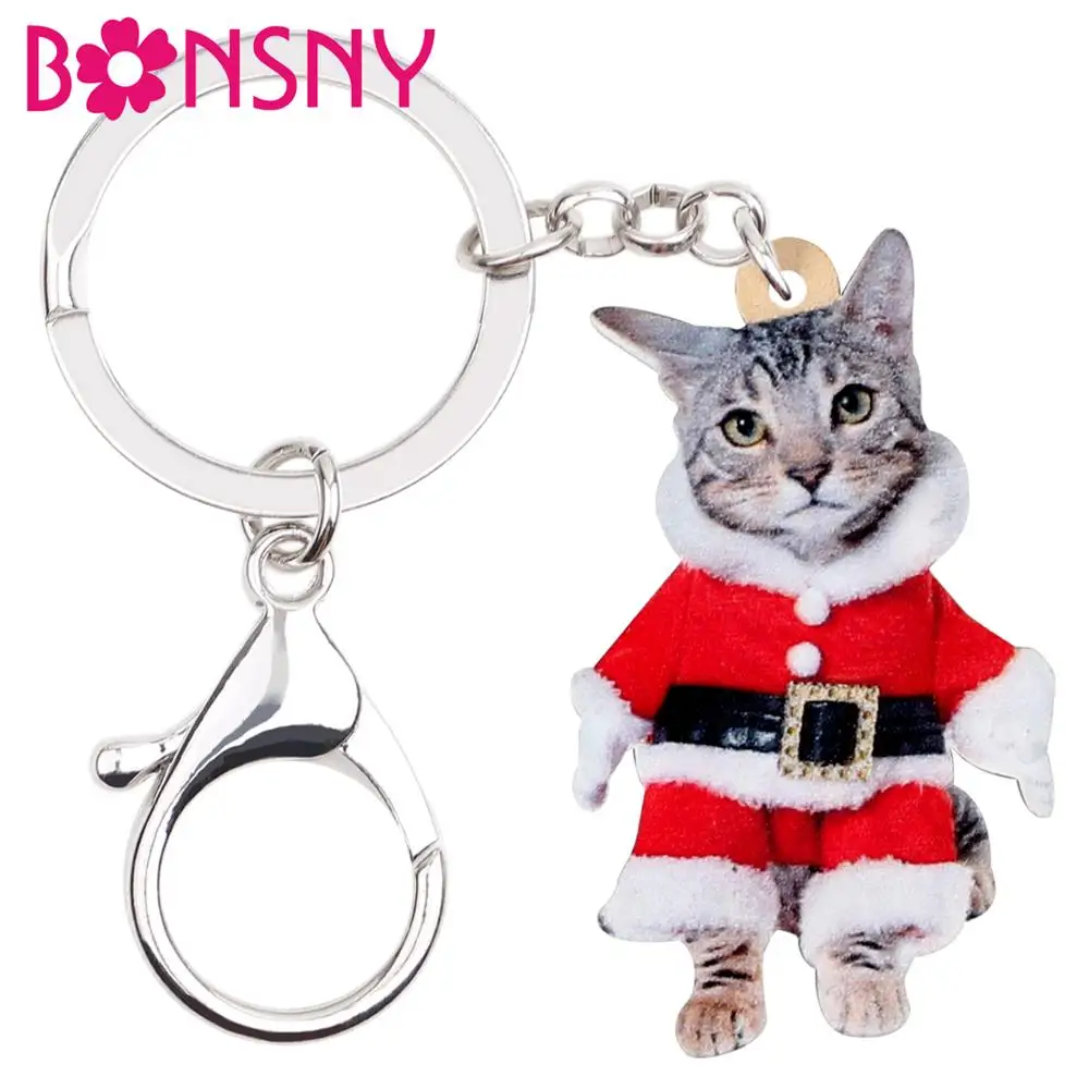Акриловые рождественские брелки Bonsny в виде кошки и котенка | Украшения