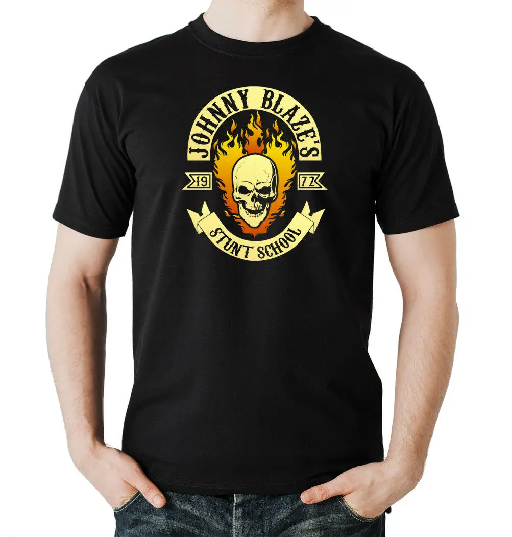 Johnny Blaze T-Shirt Boys Black | Ghost Rider Comic Nicolas Cage - show original title Mens Tops Cool O Neck top tee Мужская одежда