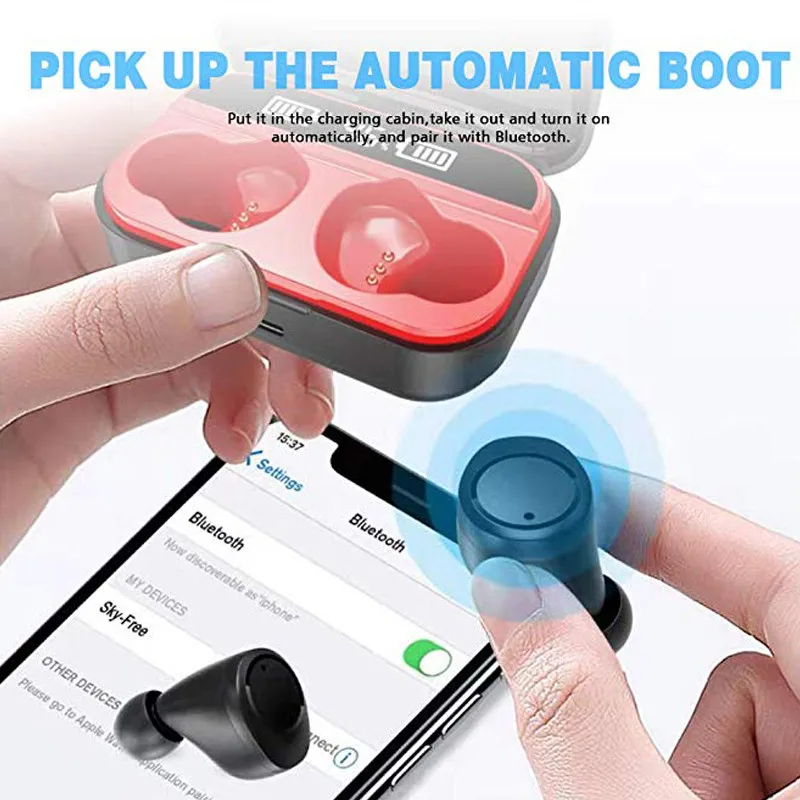 X5 TWS Bluetooth 5.0 Earphone Wireless In-Ear Earphones Mini Stereo Sports Headset LED Display For All Smart phones