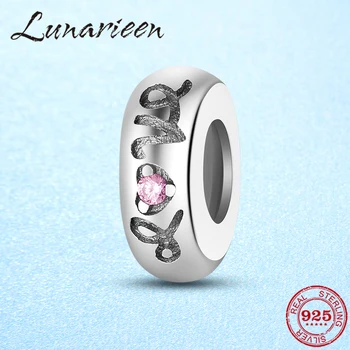 

Romantic 925 Sterling Silver Love letter Silicone Beads Fit Original europeu Charm Women Bracelet Bangles DIY Jewelry