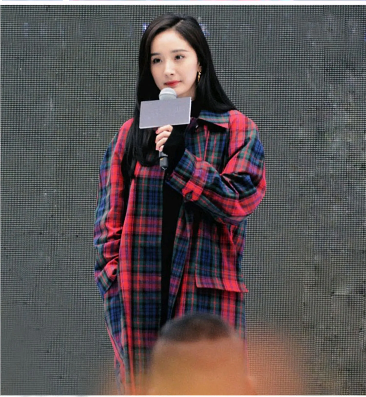 Yang Mi Star, стиль знаменитостей, Красный Клетчатый Тренч, пальто в стиле Sugar Lange, светильник, Свободное пальто средней длины, Женское пальто