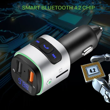 

Car Wireless Bluetooth 4.2 FM Transmitter LED MP3 Player USB Handsfree Car Kit Handsfree Quick Charge Car Accessories