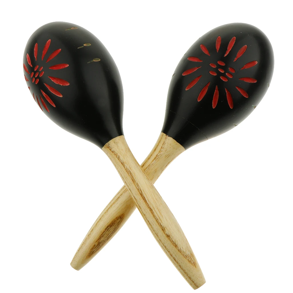 1 пара деревянные maracas Noisemaker перкуссионные игрушки для вечерние сувениры - Цвет: Черный