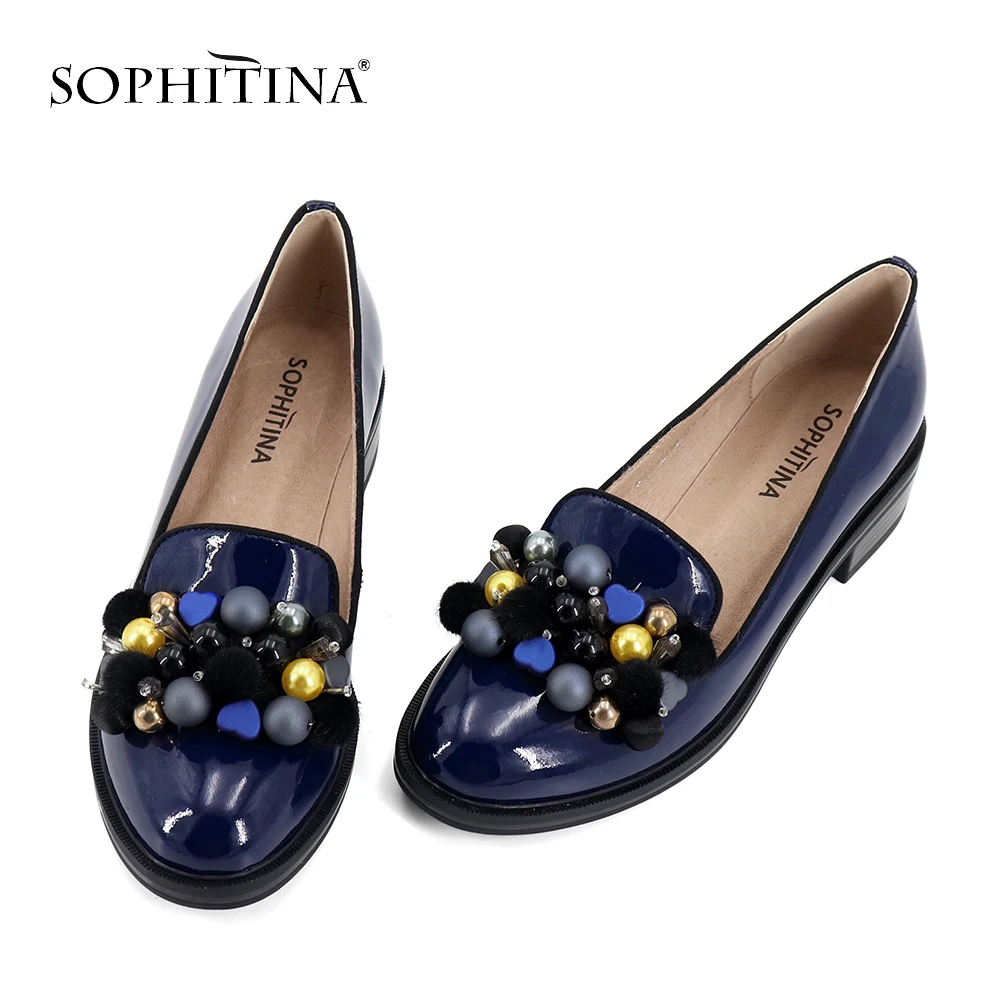 SOPHIITINA/модная дизайнерская обувь на плоской подошве; удобная обувь из коровьей кожи высокого качества с круглым носком; повседневная женская обувь на плоской подошве; PC363