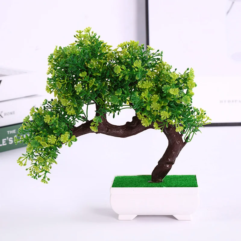 

1 Piece Artificial Potted Plant Simulation Bonsai Craft Mini Landscape Home Decoration Plastic Courtyard Artificial Plants