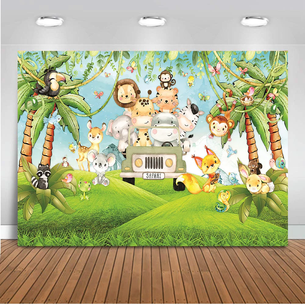 Floresta da selva batida dos desenhos animados elefante macaco crianças  aniversário fotografia fundos recém-nascidos chá de fraldas festa de  família backdrops - AliExpress