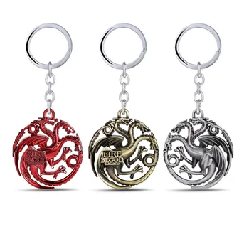 

Anime Game Of Thrones Keychain Pendant Figure House Targaryen Dragon Symbol Key Ring Holder for Car Souvenirs Accessories Figure