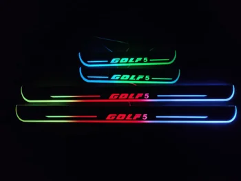 

Acrylic door sill plate strip with led decorative welcome light moving door scuff for volkswagen golf 5