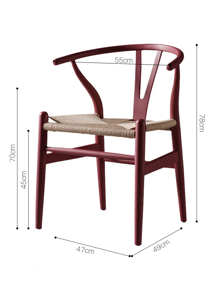 

Wood Chair Household Leisure Time Backrest Handrail Old-fashioned Wooden Armchair Concise Ox Horn Chair Raw Wood Y Chair