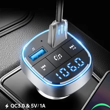 

Car Fast Charging Bluetooth Adapter Mp3 Player Car Fm Transmitter Blue Atmosphere Light Display Qc3.0 car accessories