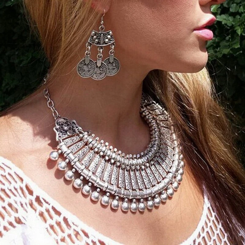 Колье с монетой и кулоном, винтажная Хрустальная инструкция Maxi Choker Collier, женские бохо, большие модные украшения для женщин, подарки