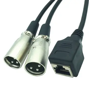 

Dual XLR 3 Pin Male / Female To RJ45 Female Network Adapter Short Connector Cable 25cm