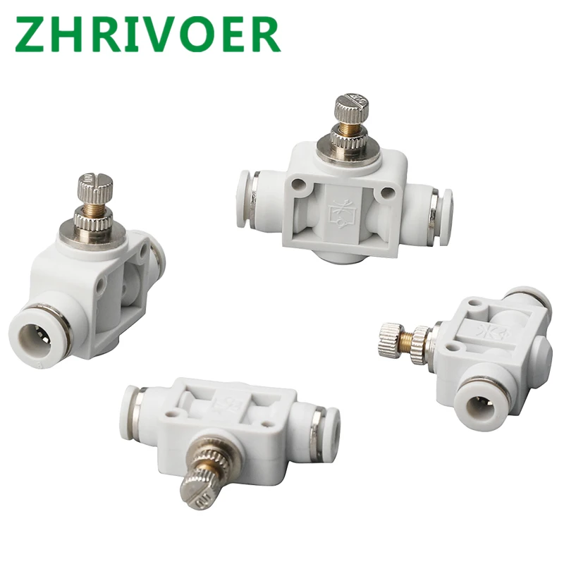 OD Tube Flow control Throttle valve Pneumatic Fittings Pneumatic type speed control connector White DSA 4 6 8 10 12MM