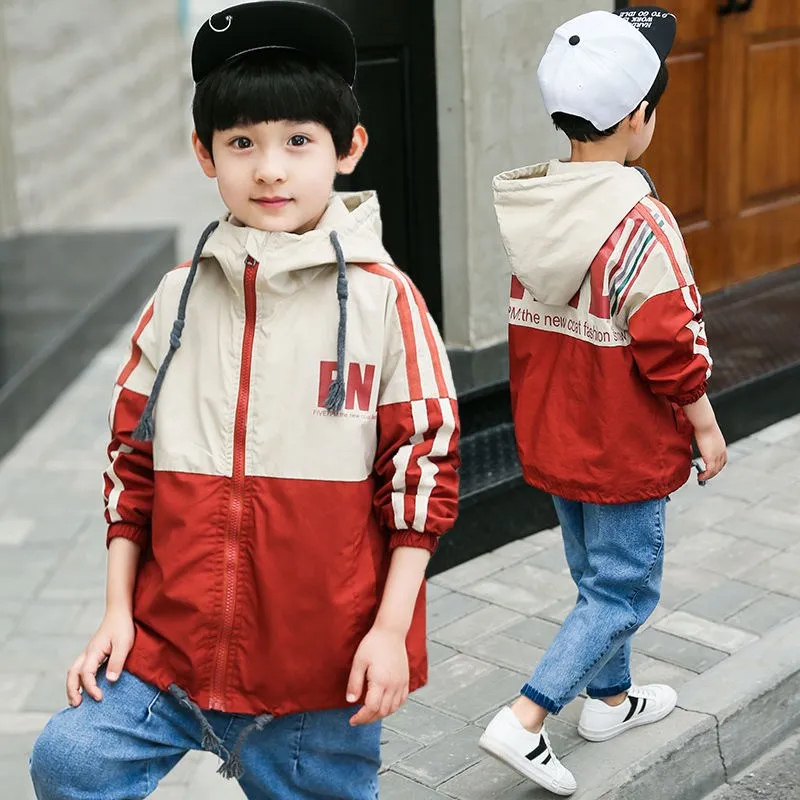 Teenager Boys Autumn Fur Patchwork Windbreaker Jacket Fashion Children Parkas Fleece Hooded Outfits Teen Winter Warm Tracksuit